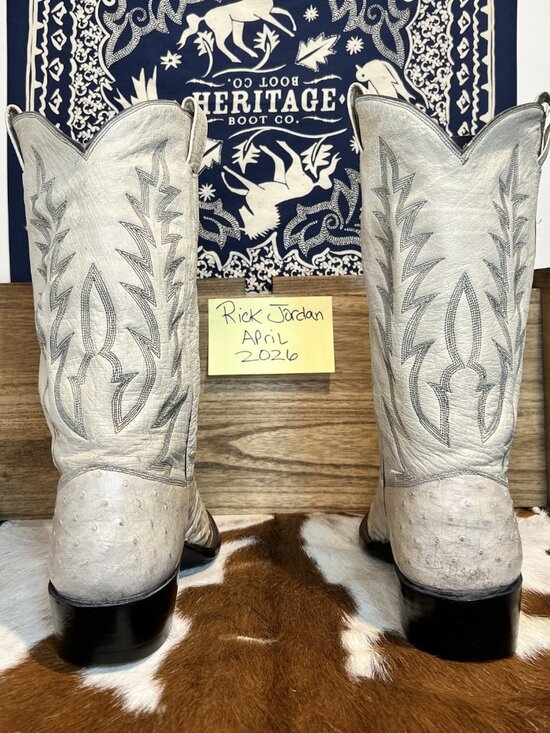Bone Color Full FQ/Smooth Ostrich Cowboy Boots in Men\'s Size 11EE main image 11